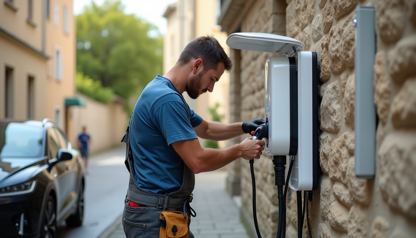 Étapes d'installation d'une borne électrique en extérieur par un professionnel certifié IRVE