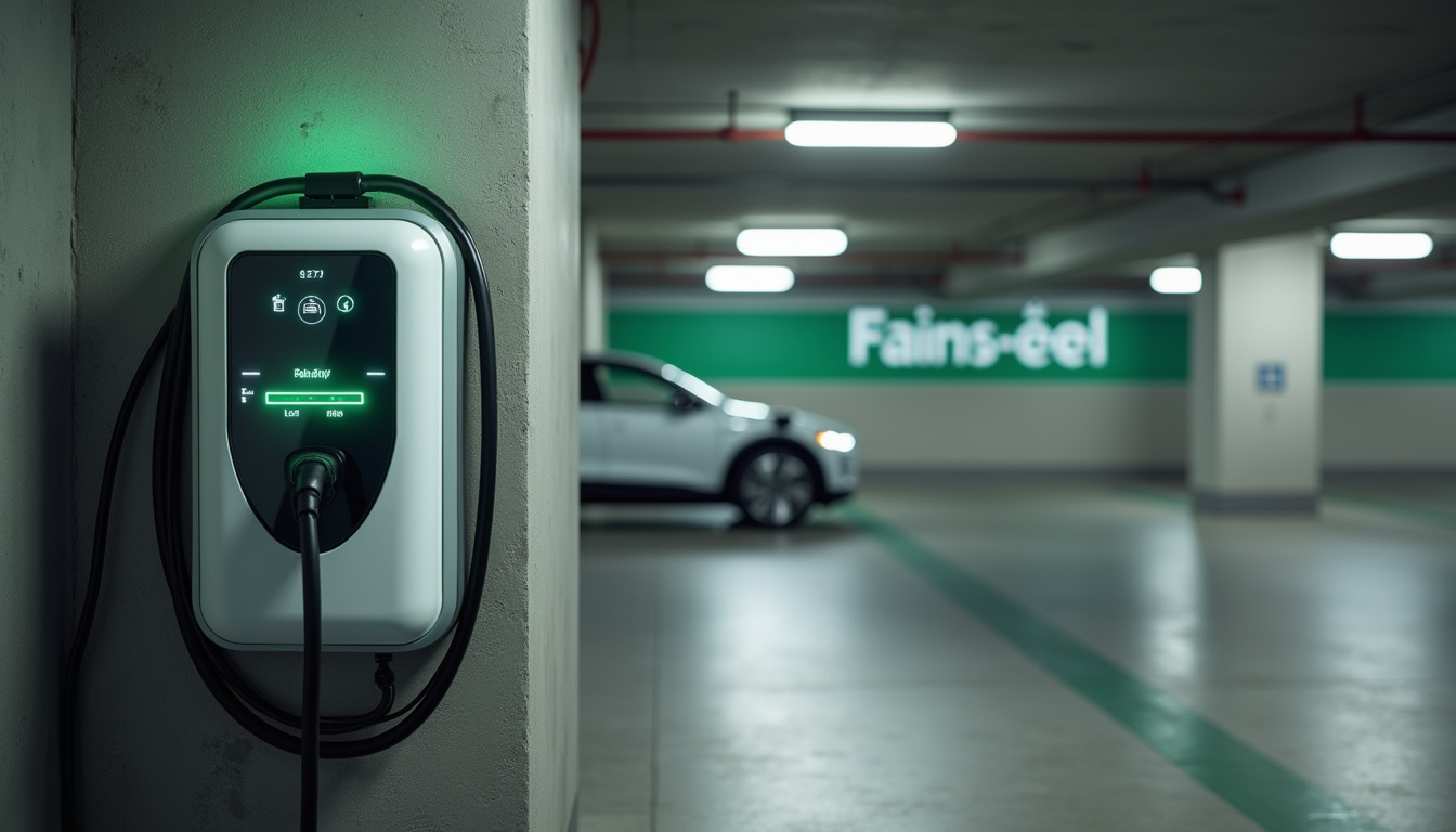 Exemple de borne de recharge installée dans un parking de copropriété à Fains-Véel