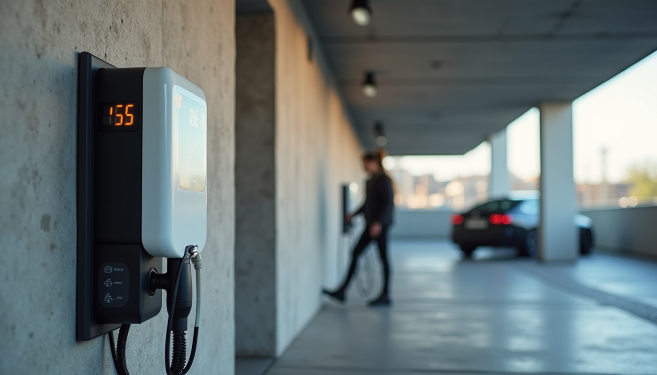 Exemple de borne de recharge installée dans un parking de copropriété à Sablons