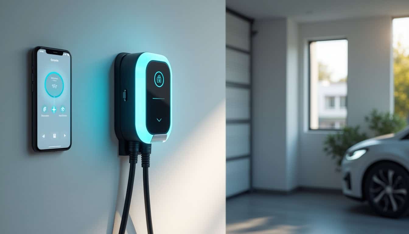 Exemple d'intégration d'une borne de recharge avec un système domotique dans un garage à Saint-Agnin-sur-Bion