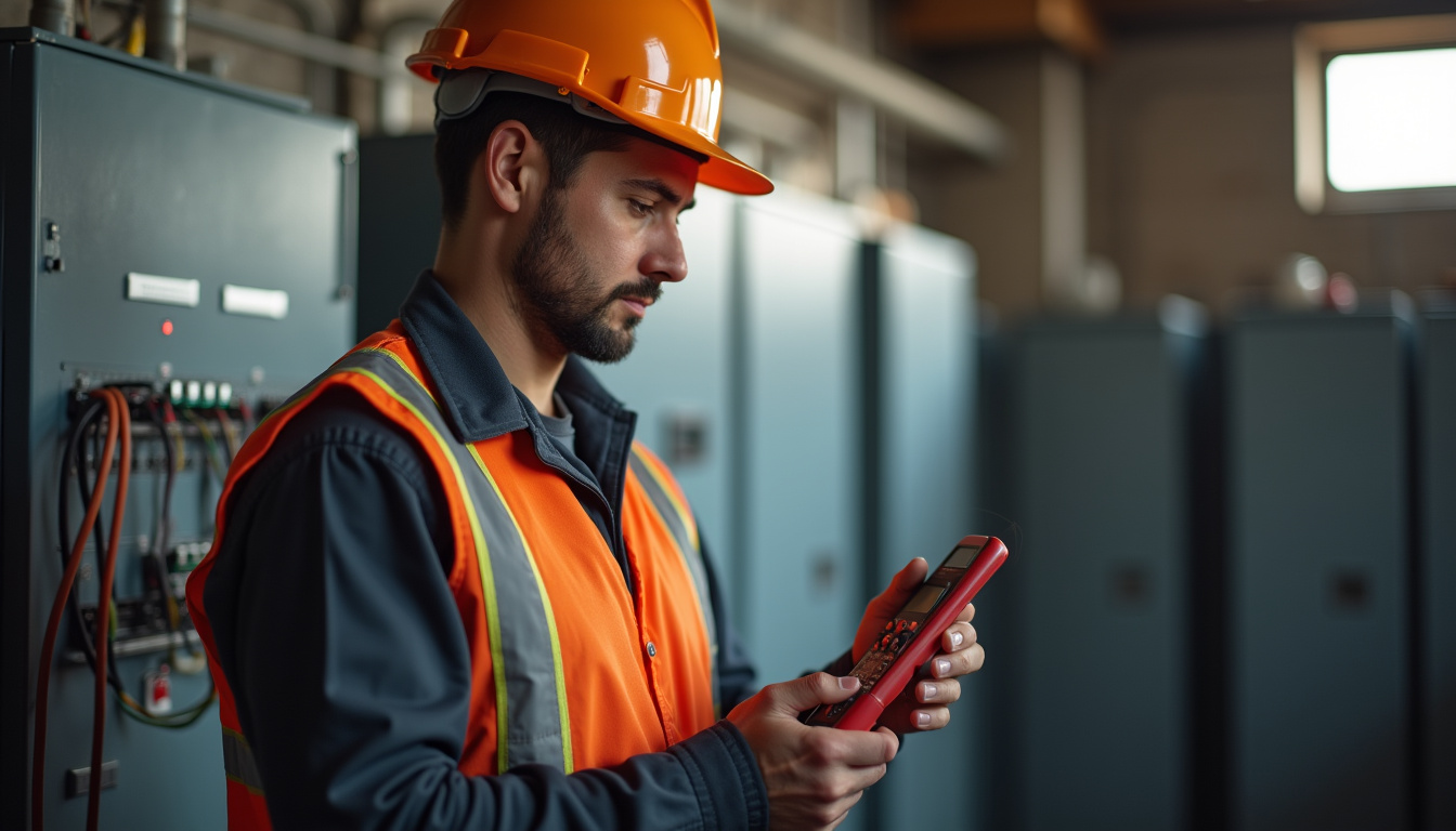 Expert en train de vérifier un tableau électrique pour l'installation d'une borne de recharge à Taintrux
