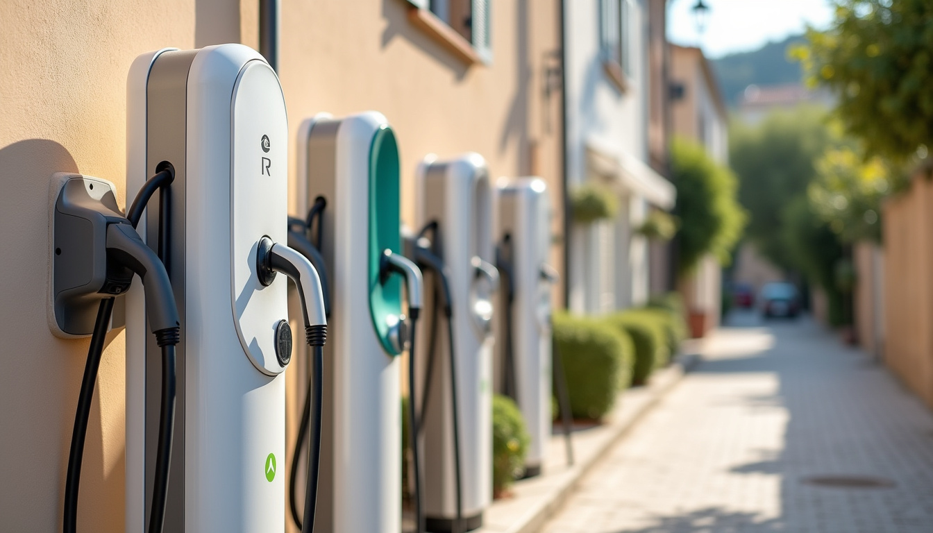 Exposition de bornes de recharge de différentes marques installées à Ensuès-la-Redonne