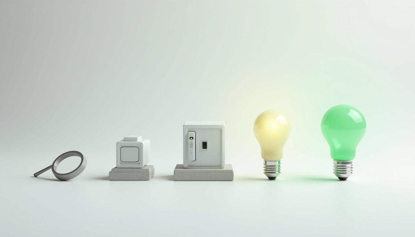 Illustration des différentes étapes d'installation d'une borne de recharge: diagnostic, pose, mise en service