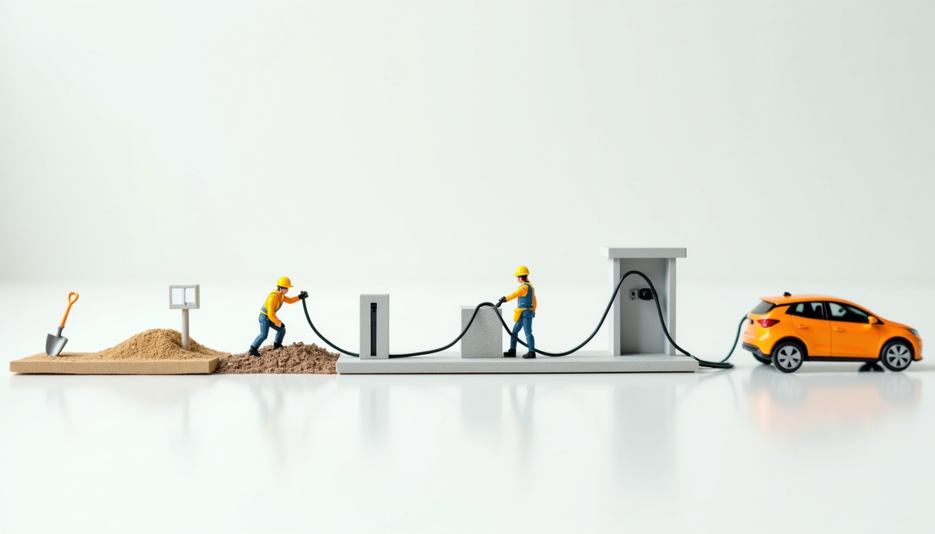 Illustration des différentes étapes d'installation d'une borne de recharge