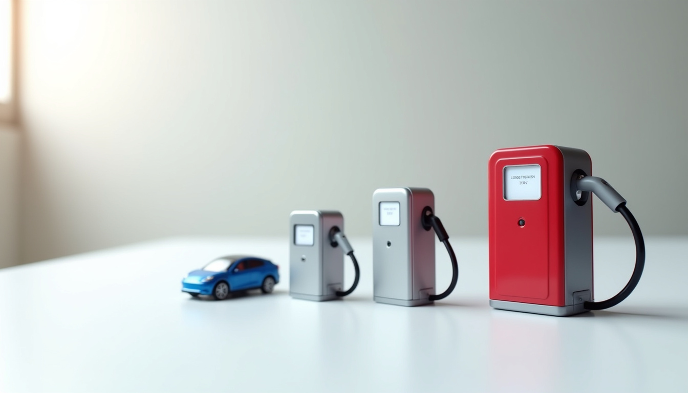Illustration des différentes puissances de bornes de recharge pour véhicules électriques