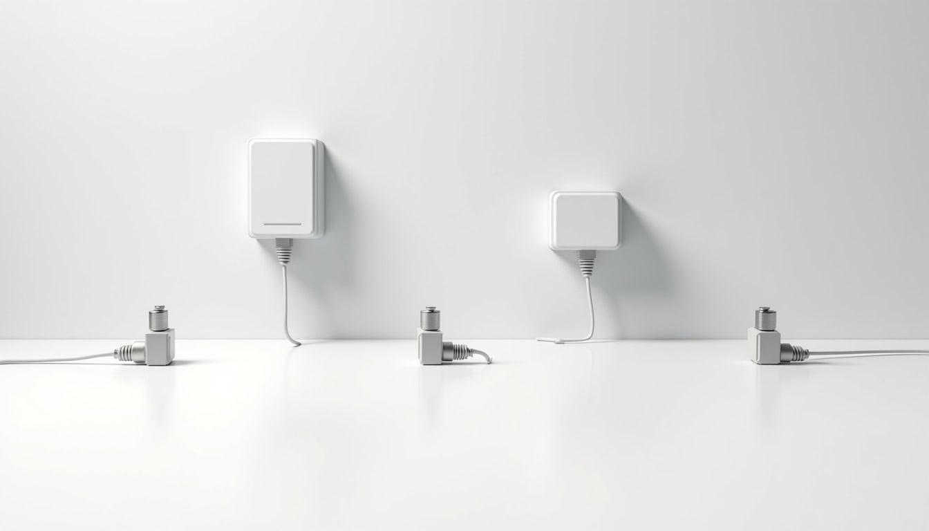 Illustration des différents types de bornes de recharge pour véhicules électriques: bornes murales, modèles au sol, connecteurs Type 2 et CCS