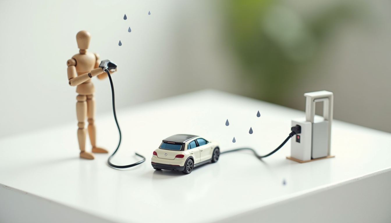 Illustration des erreurs courantes lors de l'installation d'une borne de recharge électrique: borne non protégée, câble trop court, électricien non certifié