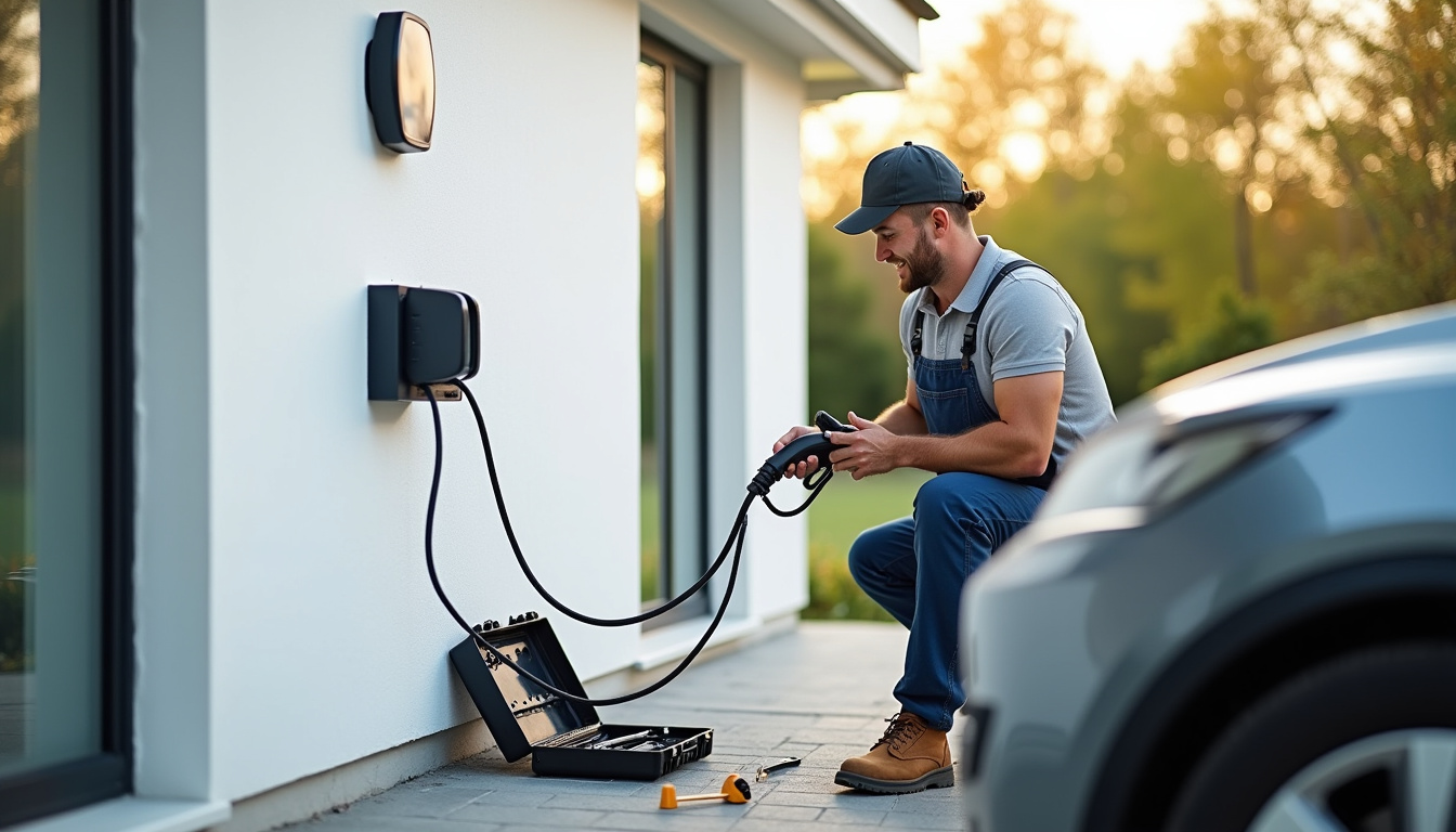 Illustration des étapes d'installation d'une borne de recharge électrique à Troisfontaines