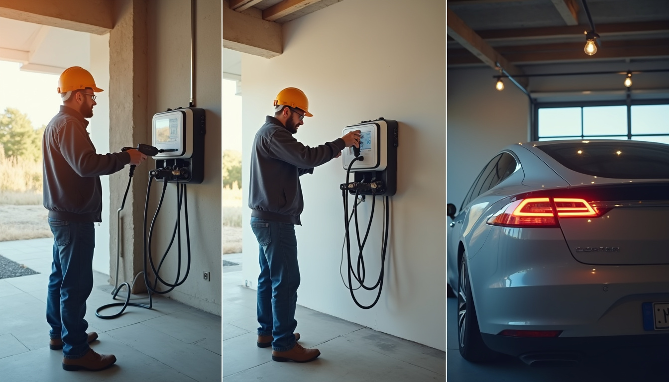Illustration des étapes d'installation d'une borne de recharge électrique par un professionnel certifié