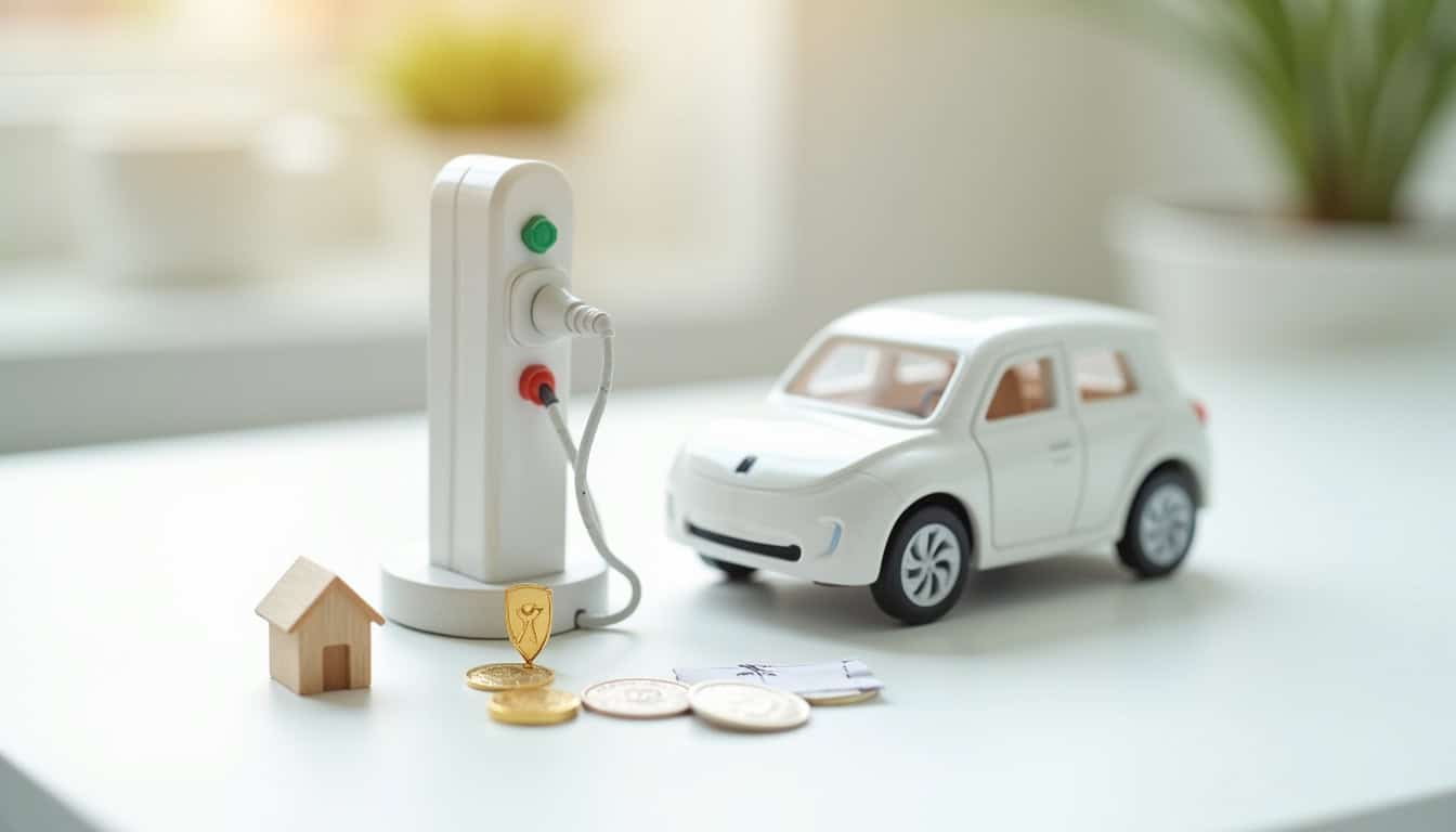 Illustration représentant plusieurs types d'aides financières pour l'installation d'une borne de recharge électrique