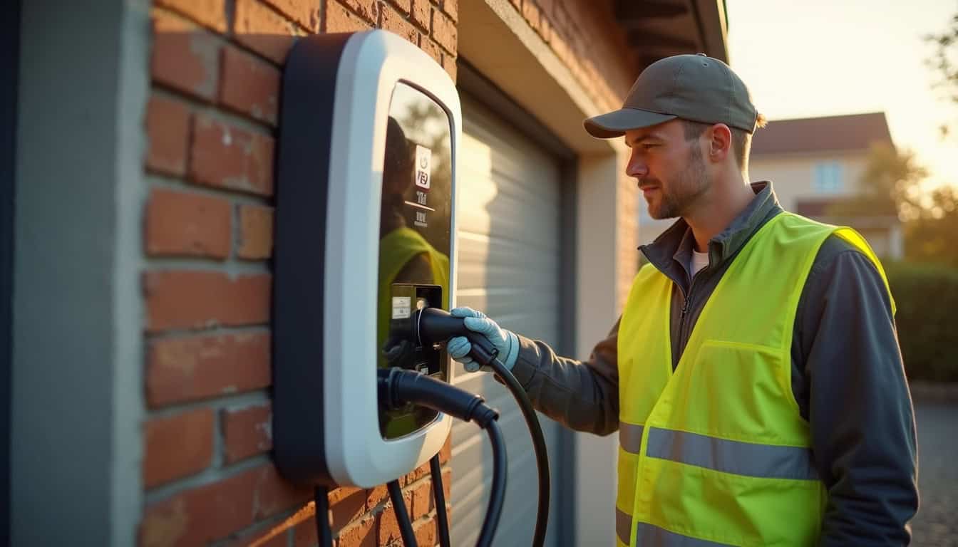 Installateur certifié IRVE à Billom en train d'installer une borne électrique