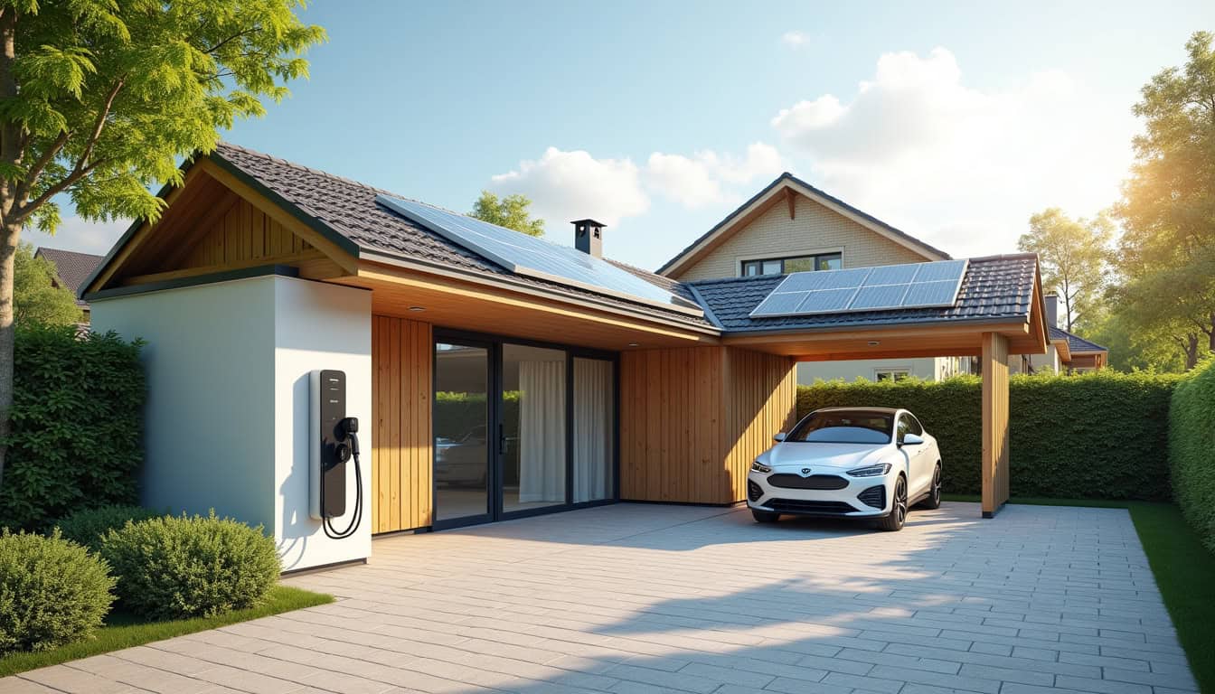 Installation combinée de borne électrique et de panneaux photovoltaïques à Treffendel