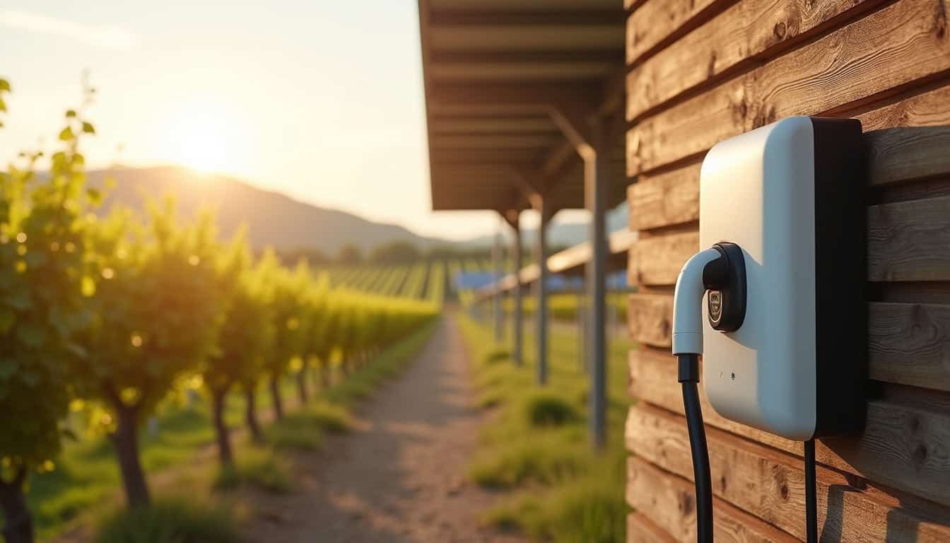 Installation combinée de panneaux solaires et borne de recharge à Mios, Gironde