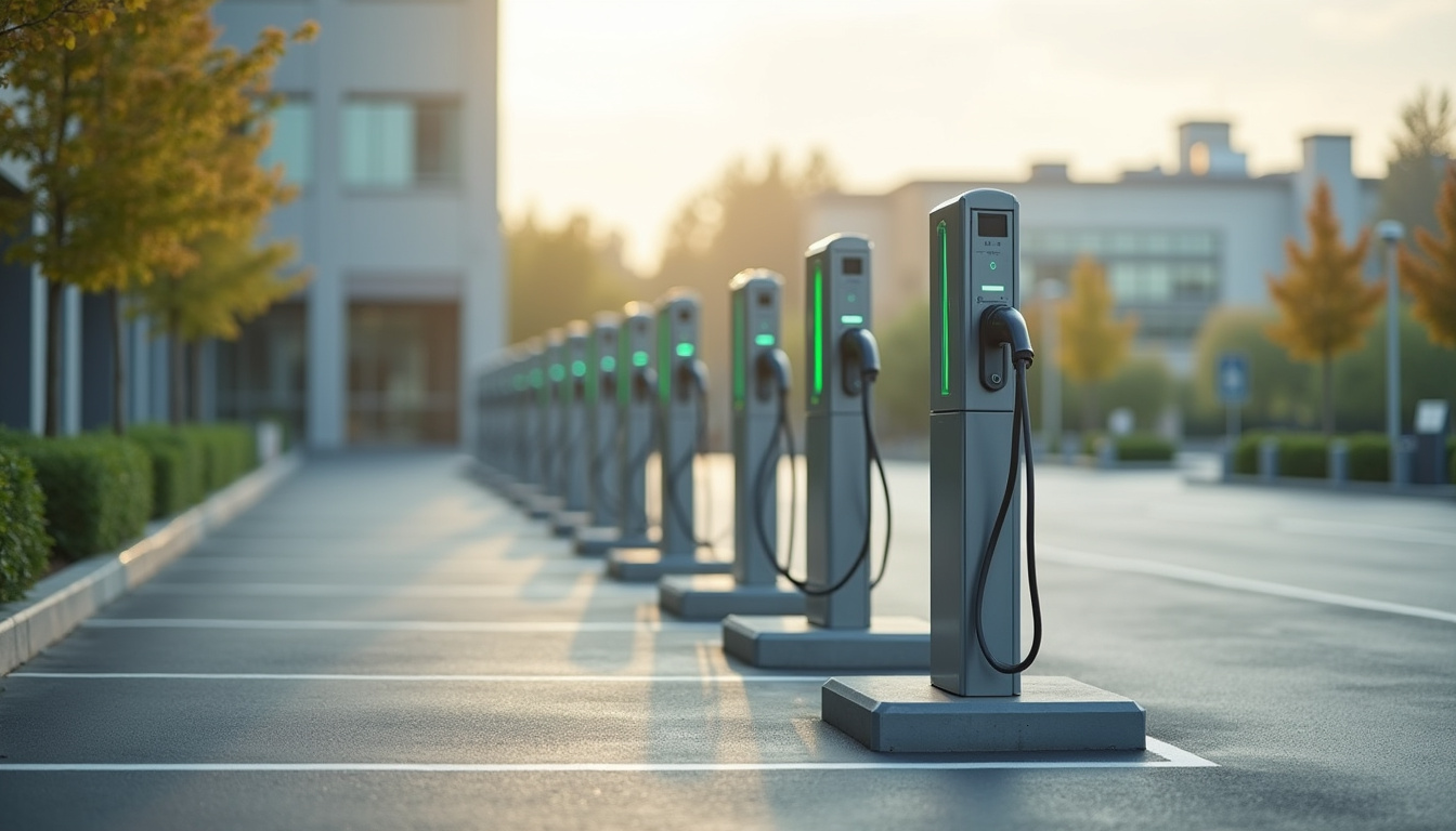 Installation de plusieurs bornes de recharge électriques dans un parking d'entreprise