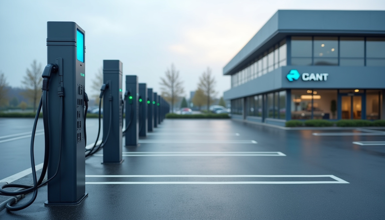Installation de plusieurs bornes de recharge sur un parking d'entreprise à La Valla-en-Gier