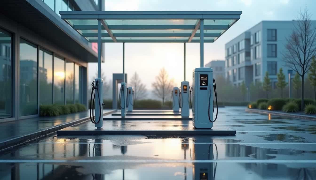 Installation de plusieurs bornes de recharge sur un parking d'entreprise à Puttelange-lès-Thionville