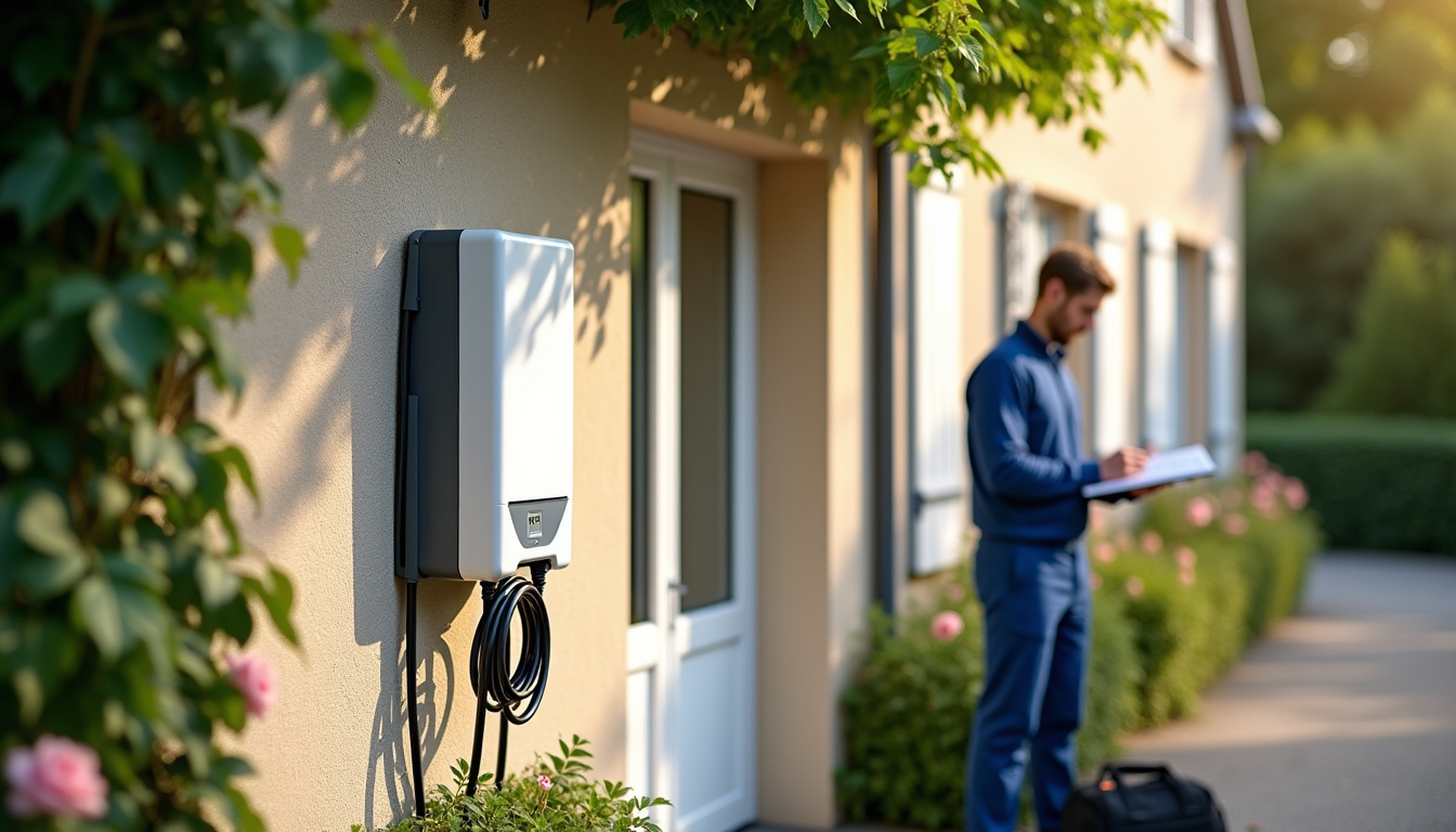 Installation d'une borne de recharge 7,4 kW sur un mur extérieur à Gouy-sous-Bellonne
