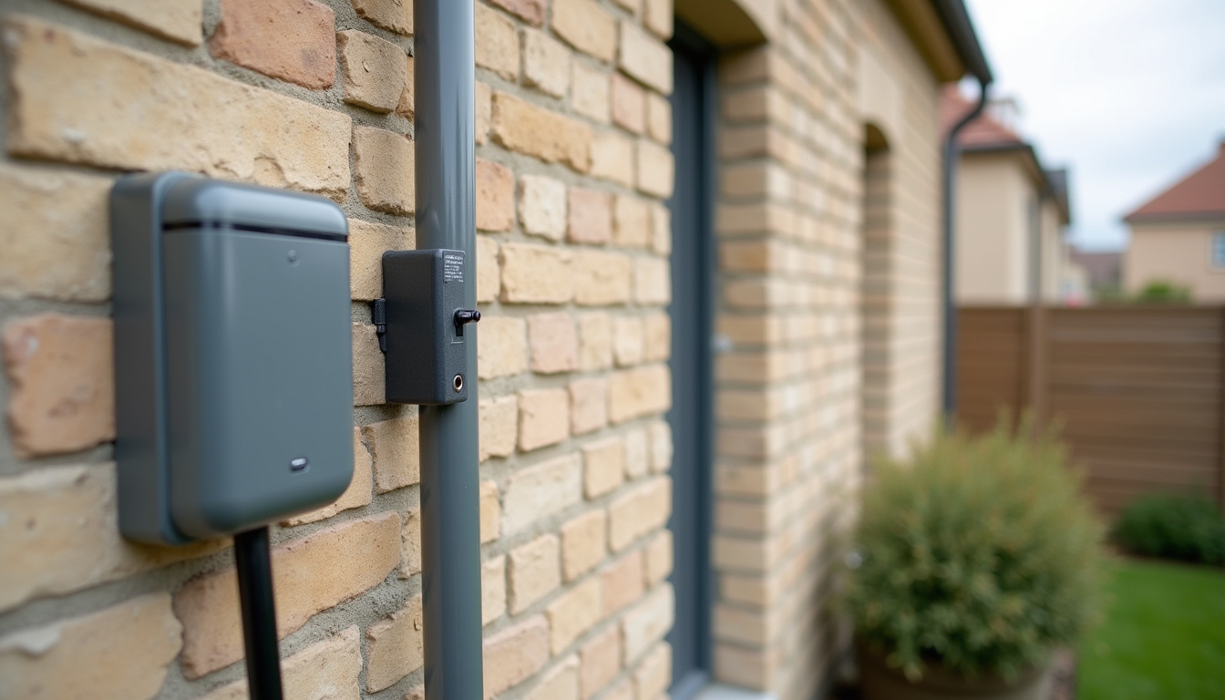 Installation d'une borne de recharge avec montée en gaine protectrice le long d'un mur extérieur à Beuvry-la-Forêt