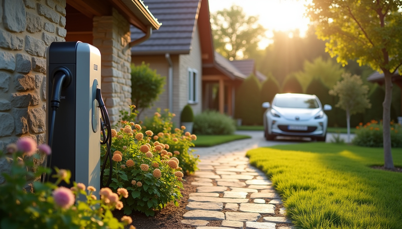 Installation d'une borne de recharge dans un jardin à Saint-Mars-du-desert