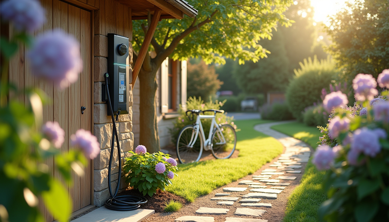 Installation d'une borne de recharge dans un jardin à Saint-Pierre-en-Auge