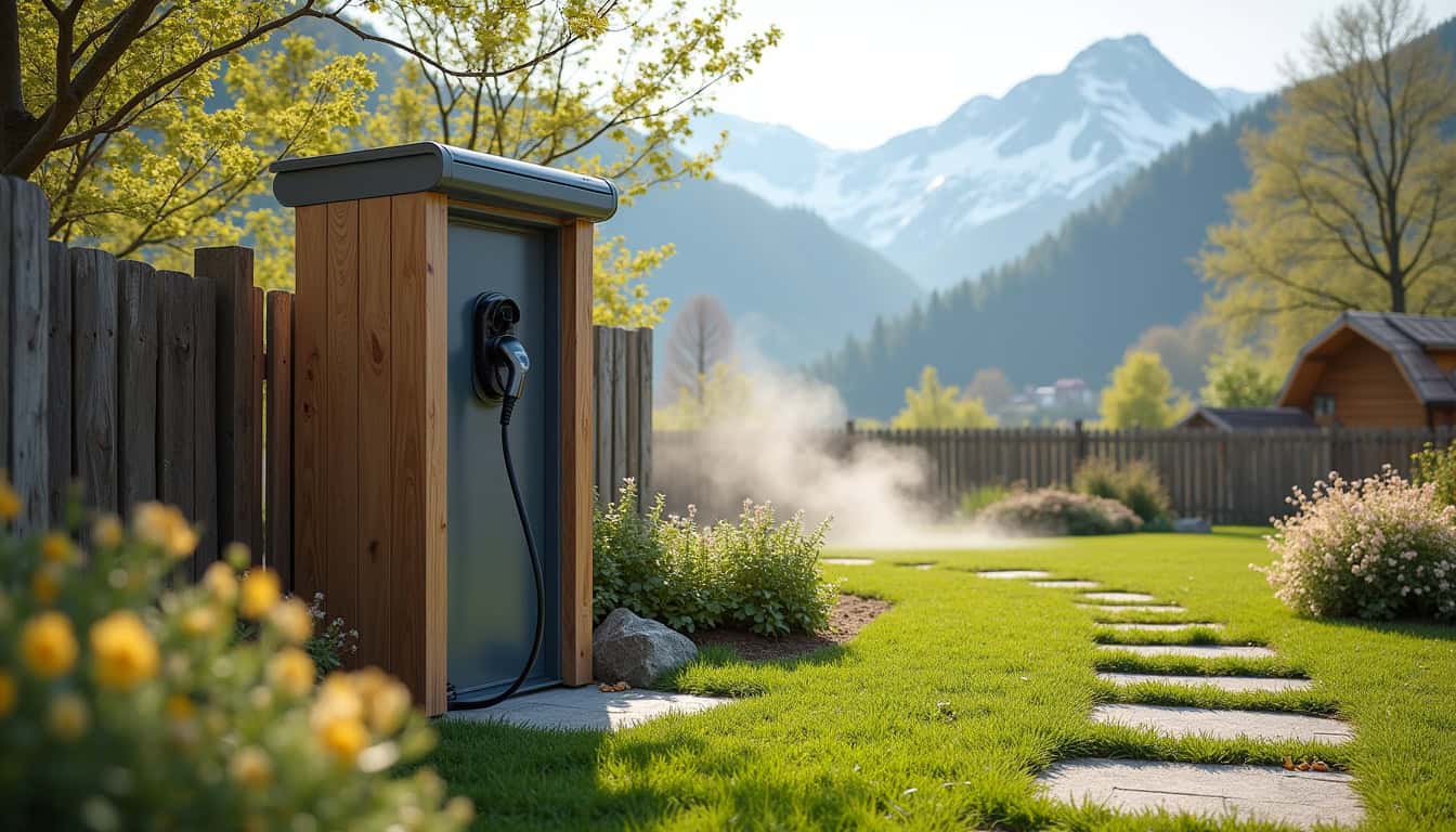 Installation d'une borne de recharge dans un jardin à Samoëns