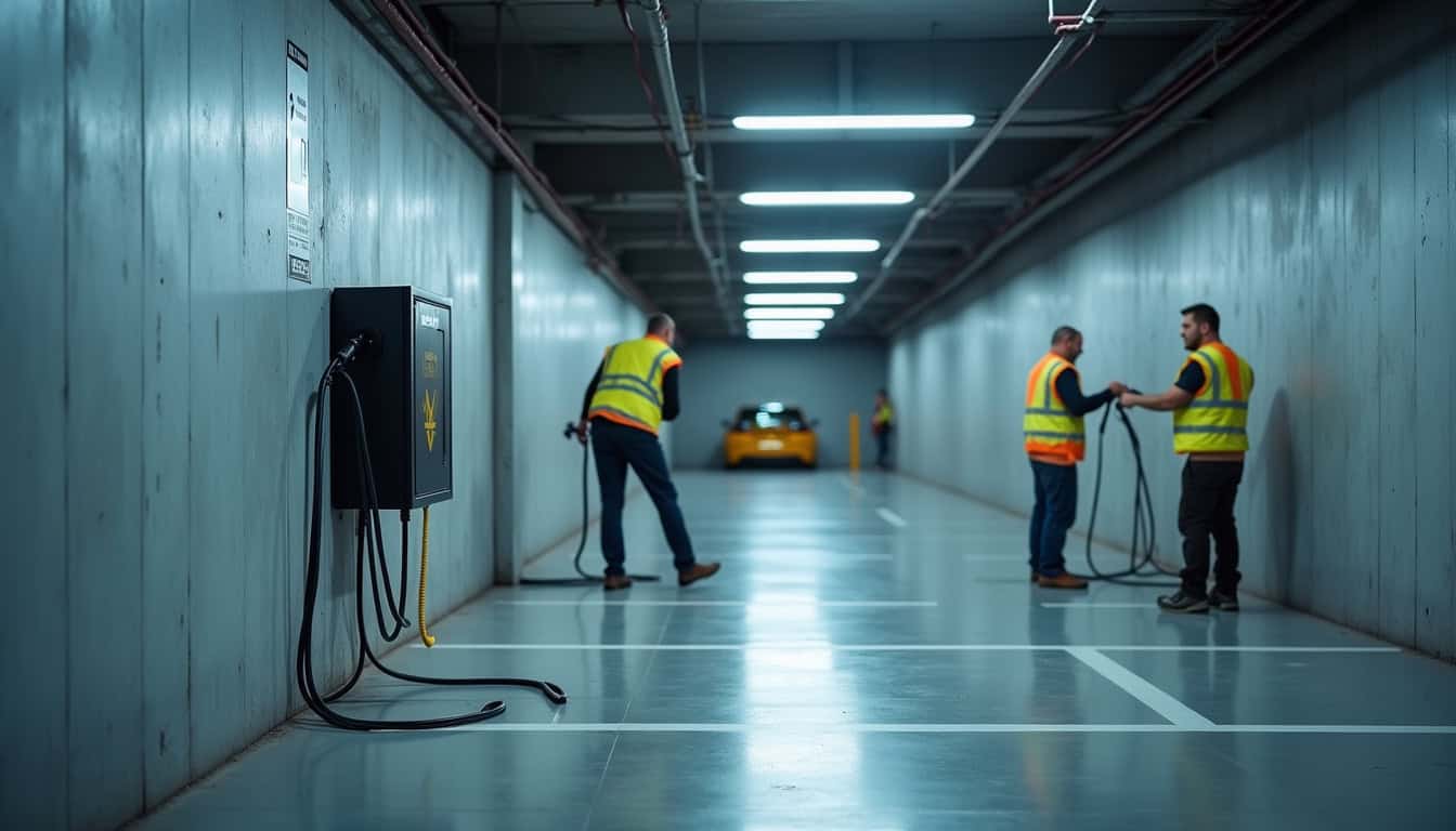 Installation d'une borne de recharge dans un parking de copropriété à Hœnheim