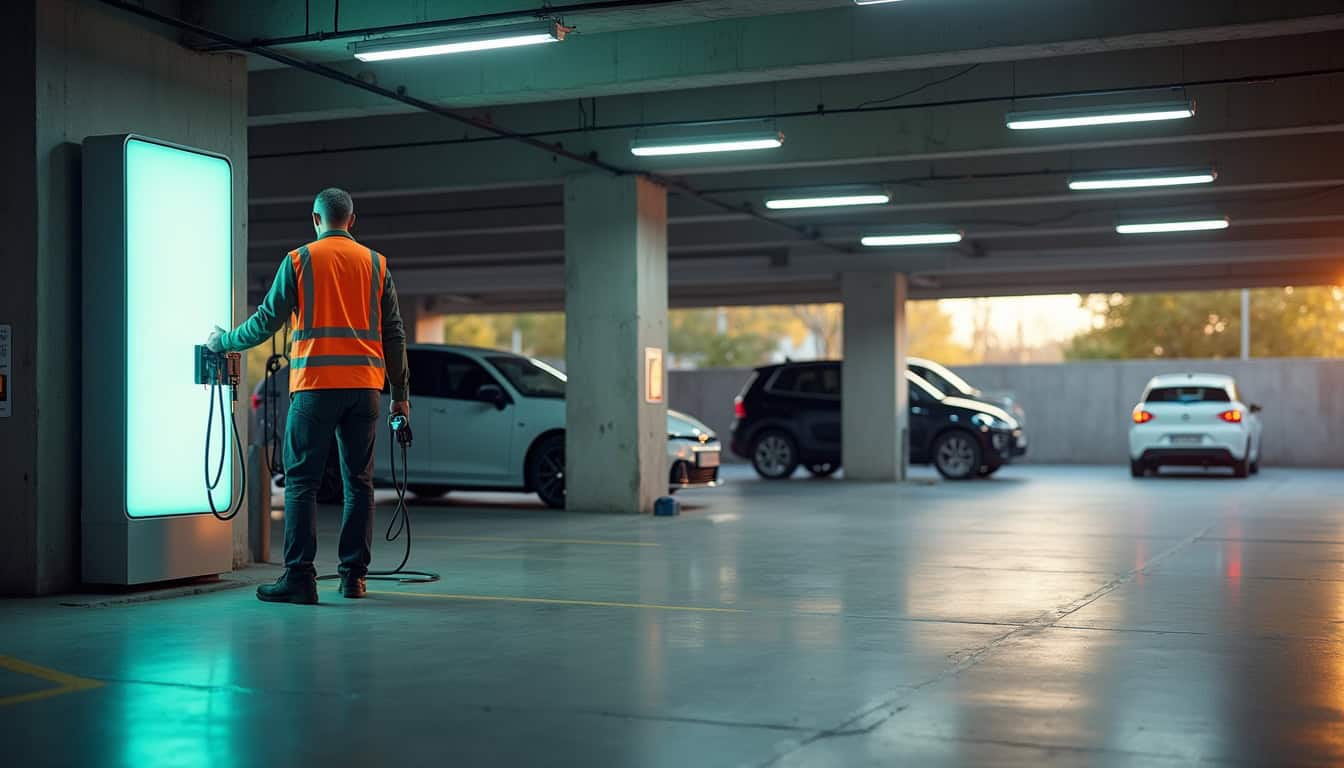 Installation d'une borne de recharge dans un parking de copropriété à Mervans