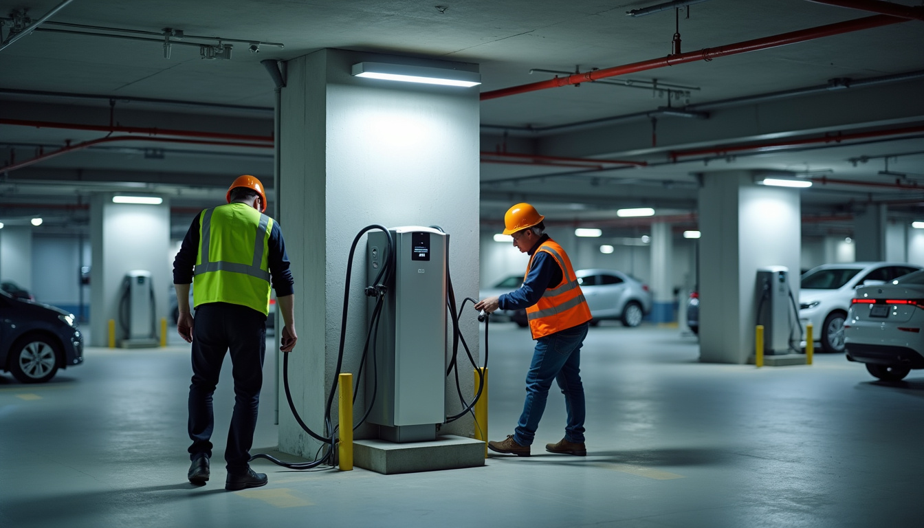 Installation d'une borne de recharge dans un parking de copropriété à Plounéour-Ménez