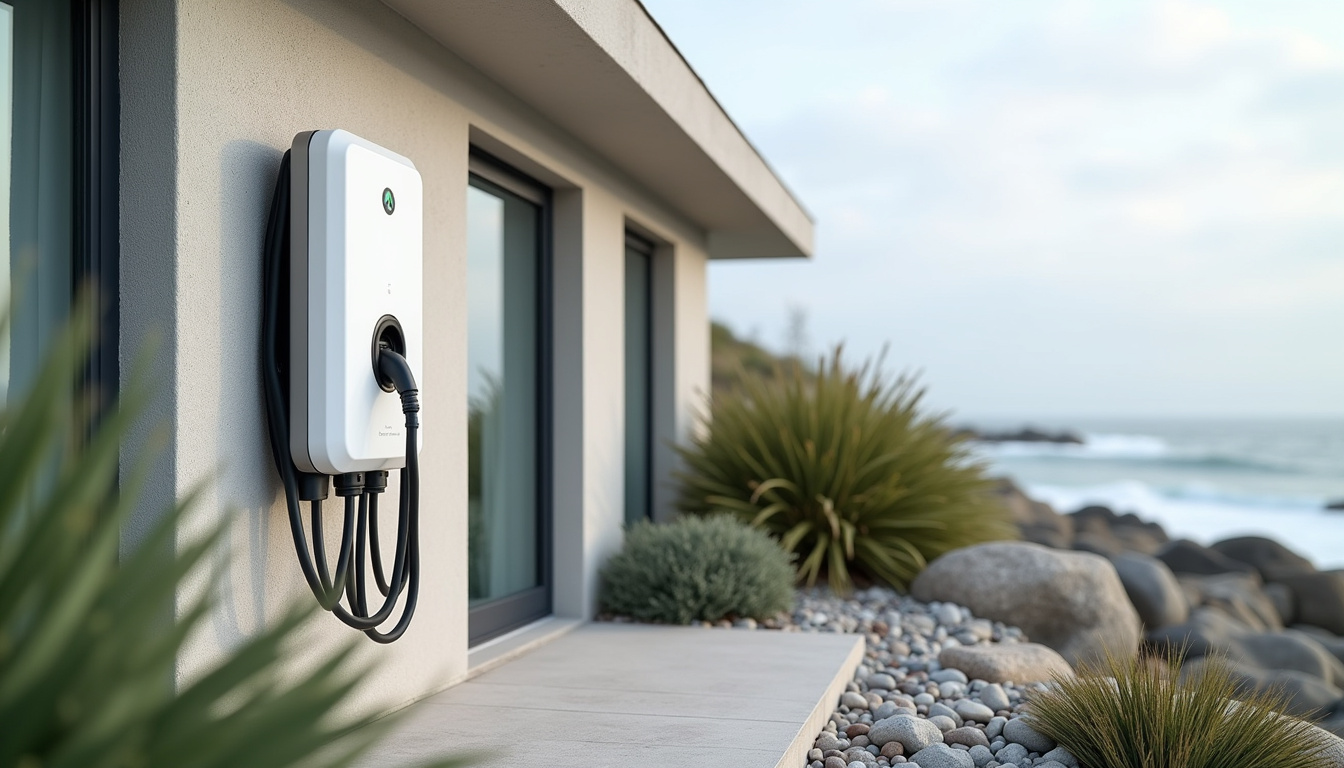Installation d'une borne de recharge électrique à l'extérieur d'une maison à Bretignolles-sur-Mer