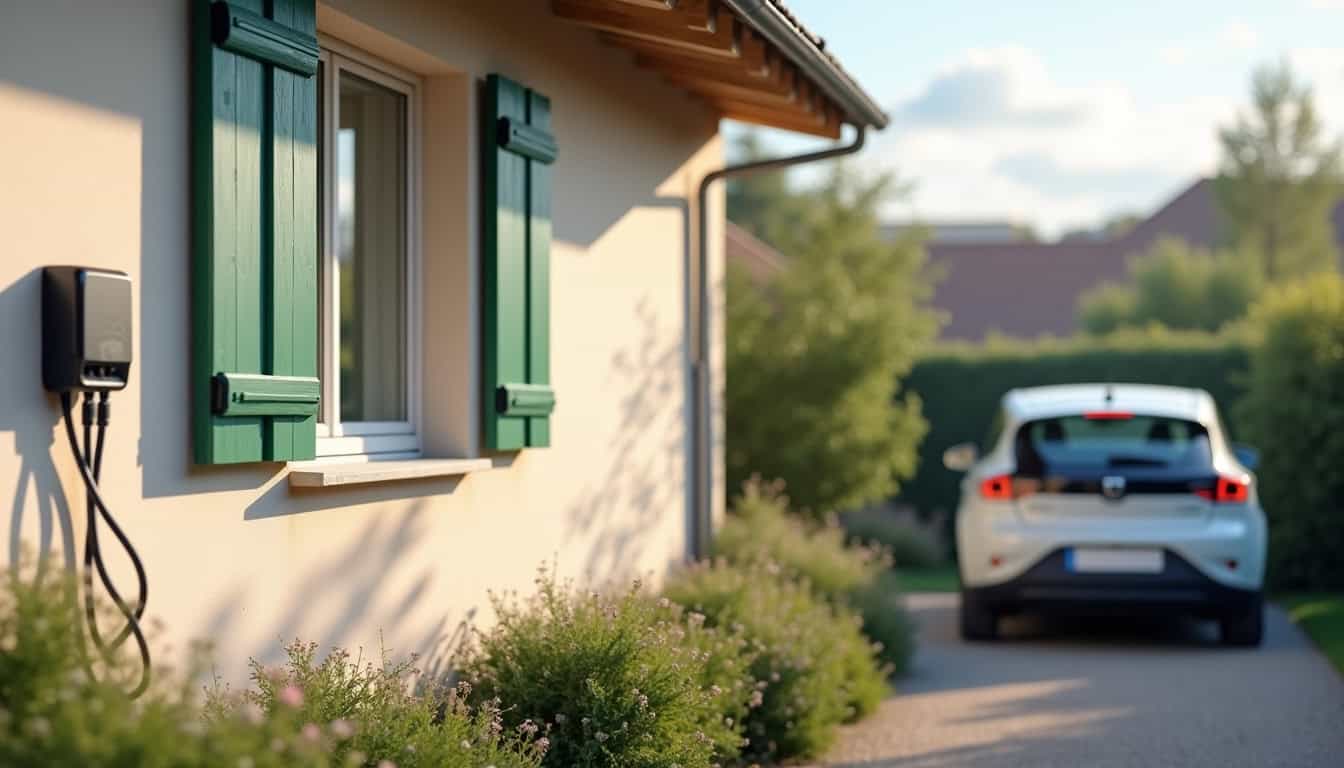 Installation d'une borne de recharge électrique à l'extérieur d'une maison à Cappelle-la-Grande