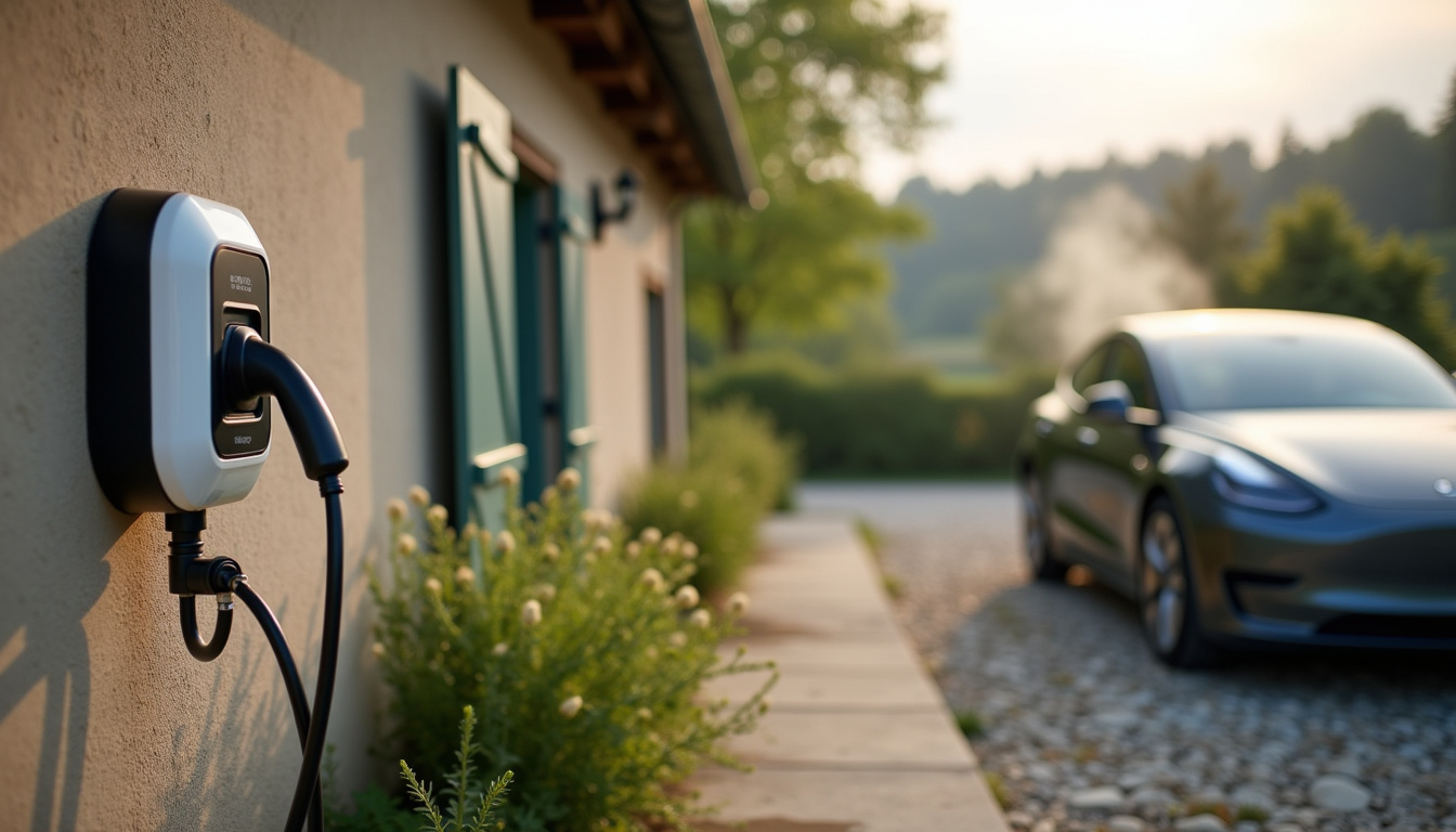 Installation d'une borne de recharge électrique à l'extérieur d'une maison à Civrieux-d'Azergues