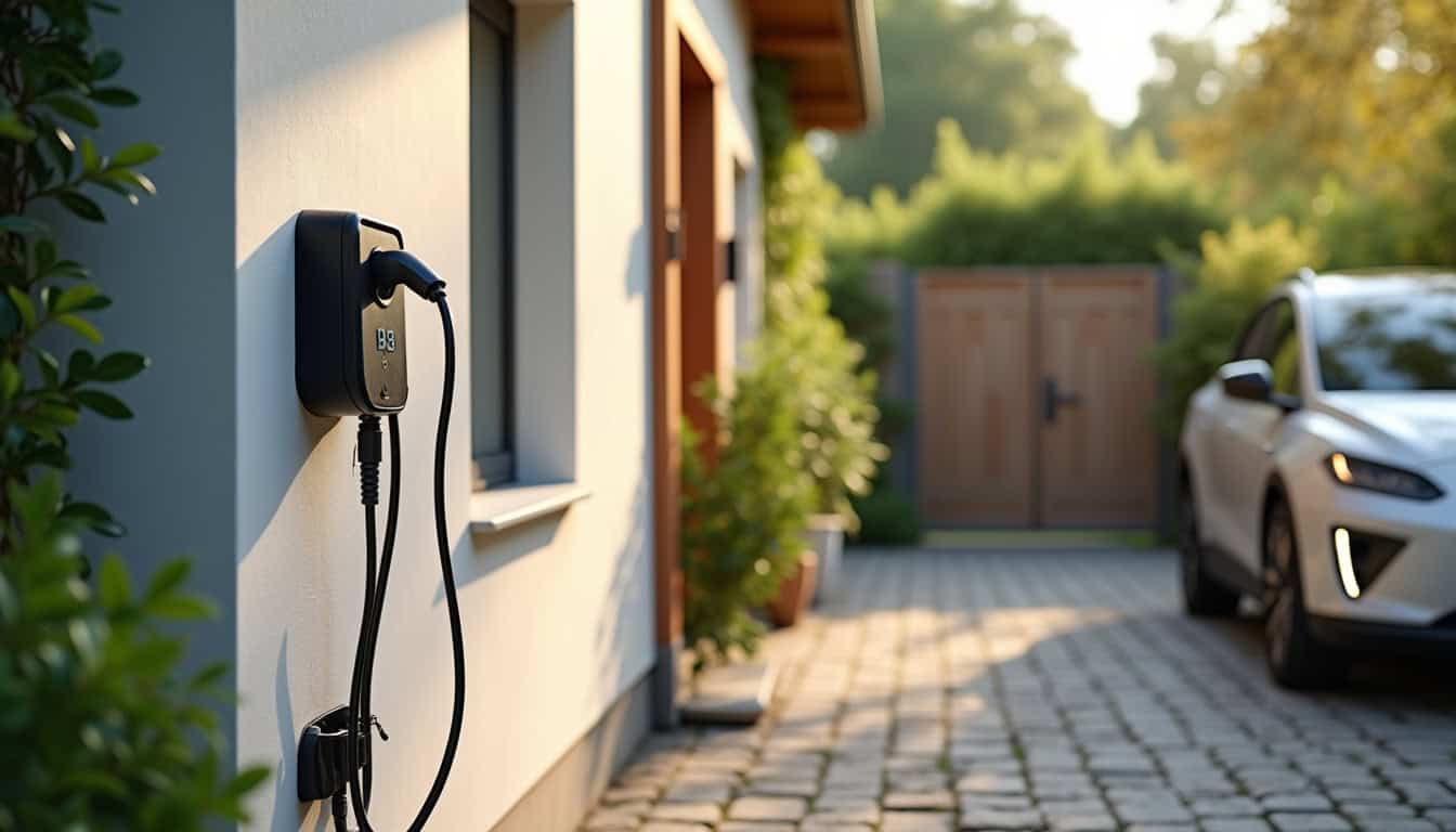 Installation d'une borne de recharge électrique à l'extérieur d'une maison à Fleurbaix