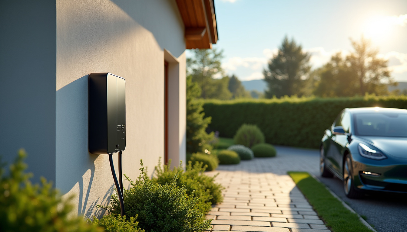 Installation d'une borne de recharge électrique à l'extérieur d'une maison à Kersaint-Plabennec