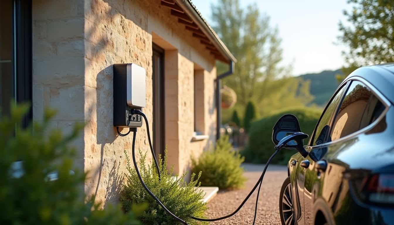 Installation d'une borne de recharge électrique à l'extérieur d'une maison à Laboissière-en-Thelle