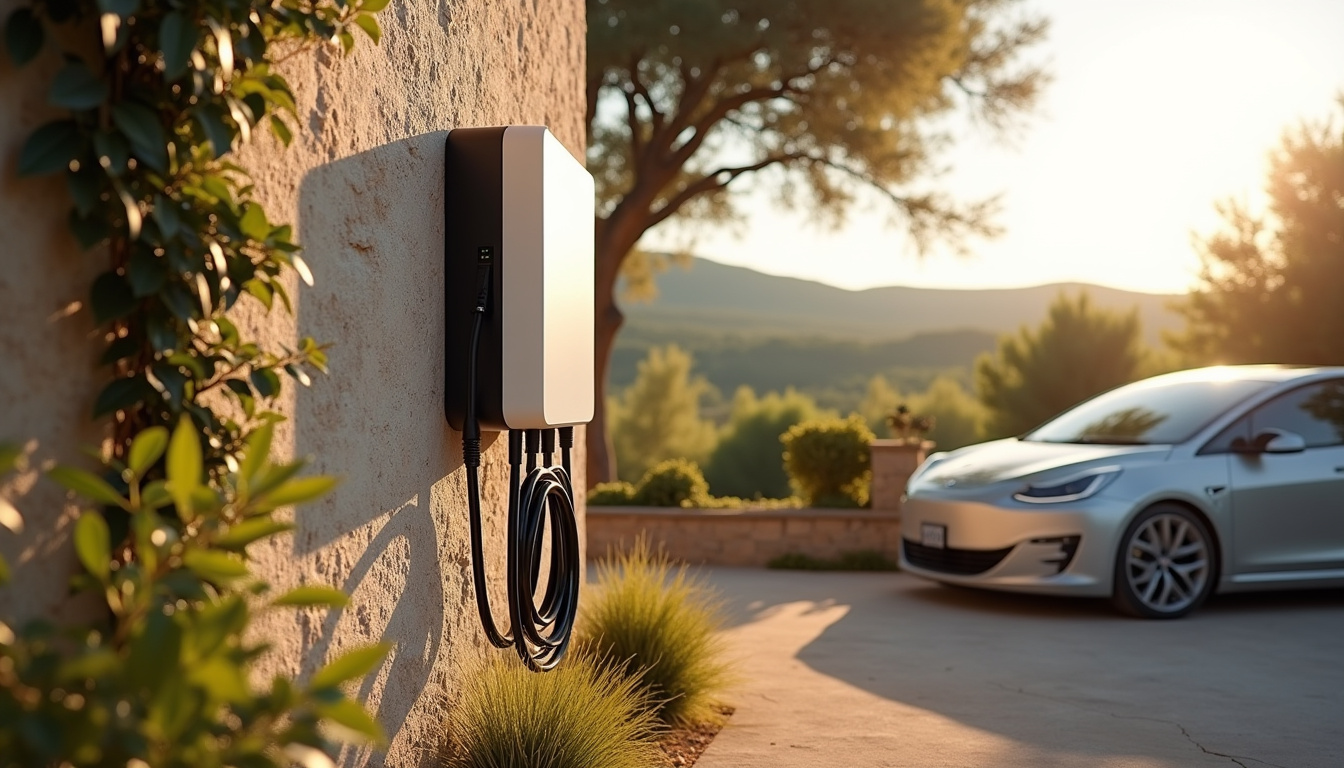 Installation d'une borne de recharge électrique à l'extérieur d'une maison à Le Bar-sur-Loup