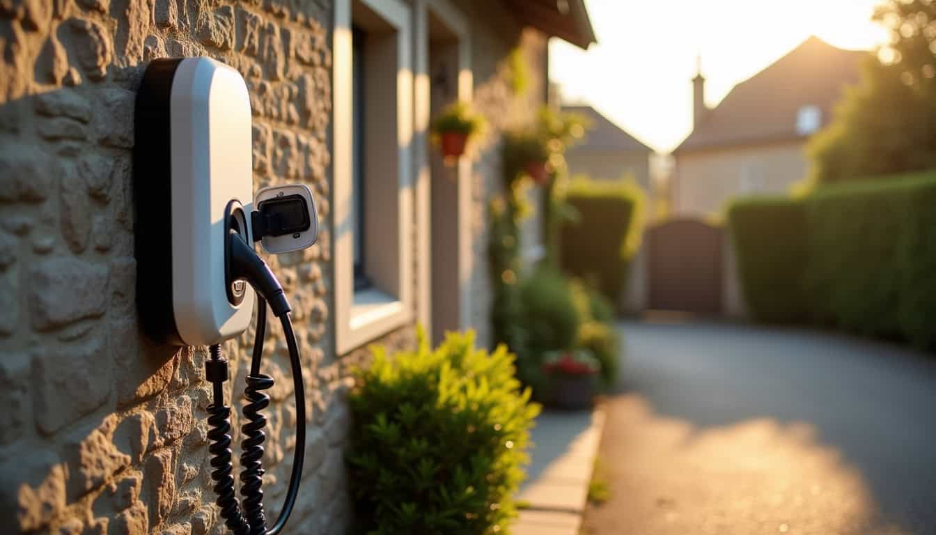 Installation d'une borne de recharge électrique à l'extérieur d'une maison à Loperhet