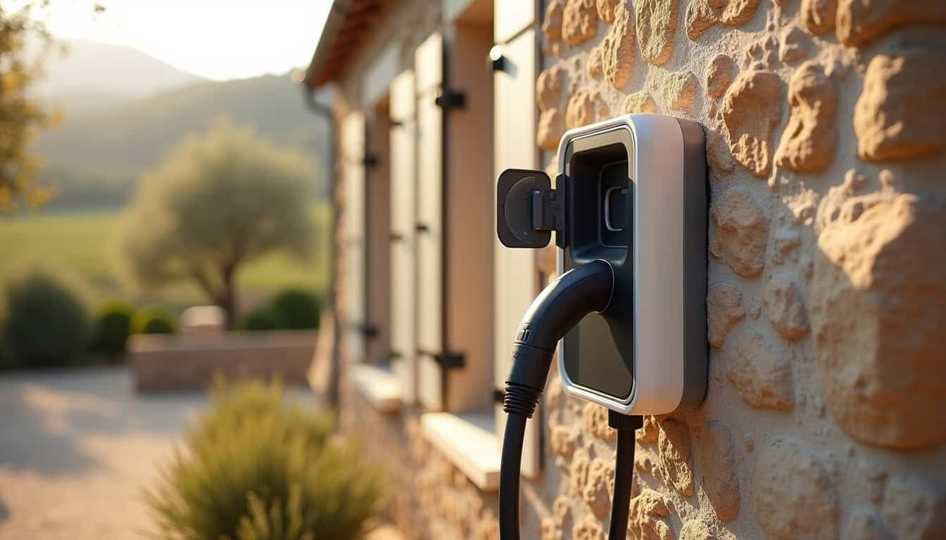 Installation d'une borne de recharge électrique à l'extérieur d'une maison à Montredon-des-Corbières