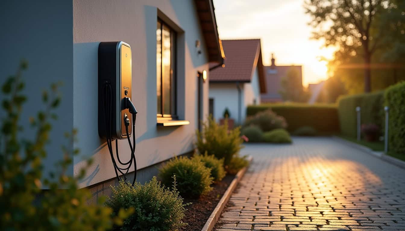 Installation d'une borne de recharge électrique à l'extérieur d'une maison à Ottmarsheim