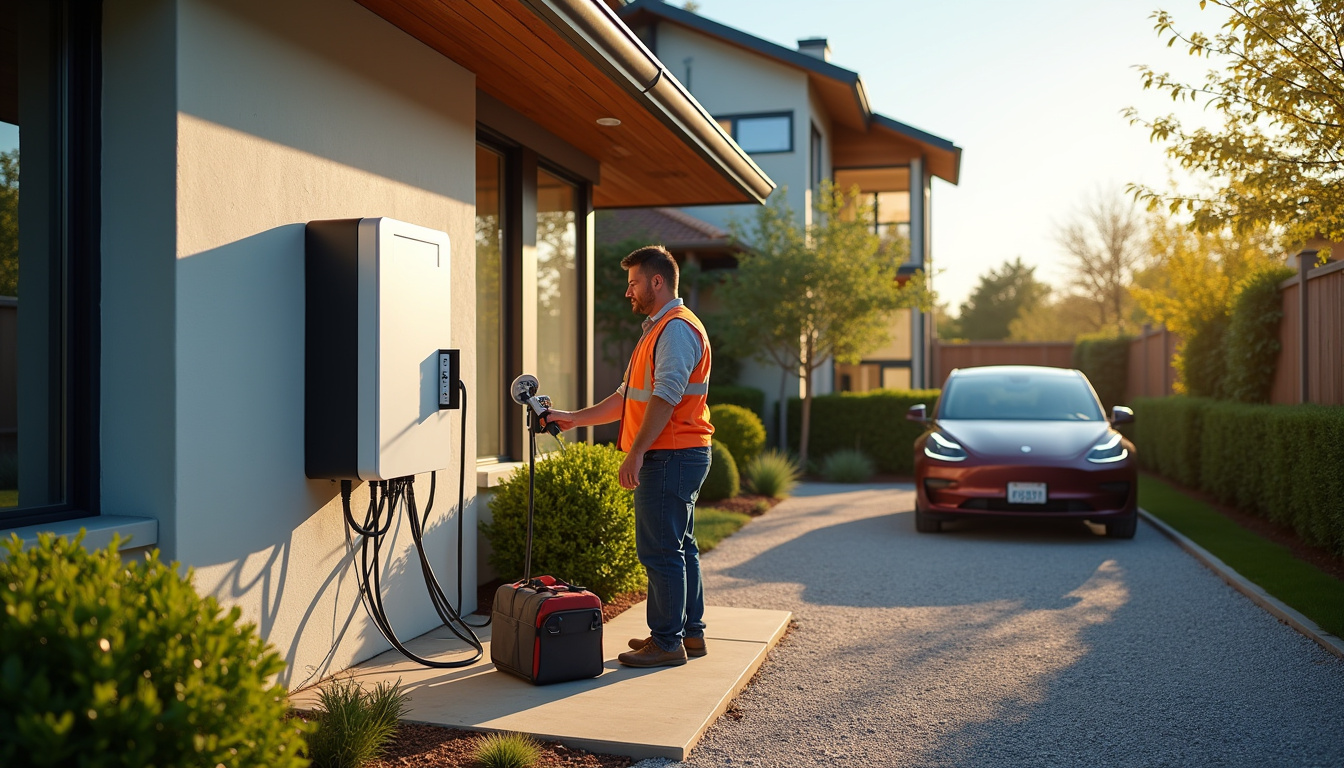 Installation d'une borne de recharge électrique à l'extérieur d'une maison à Romanswiller