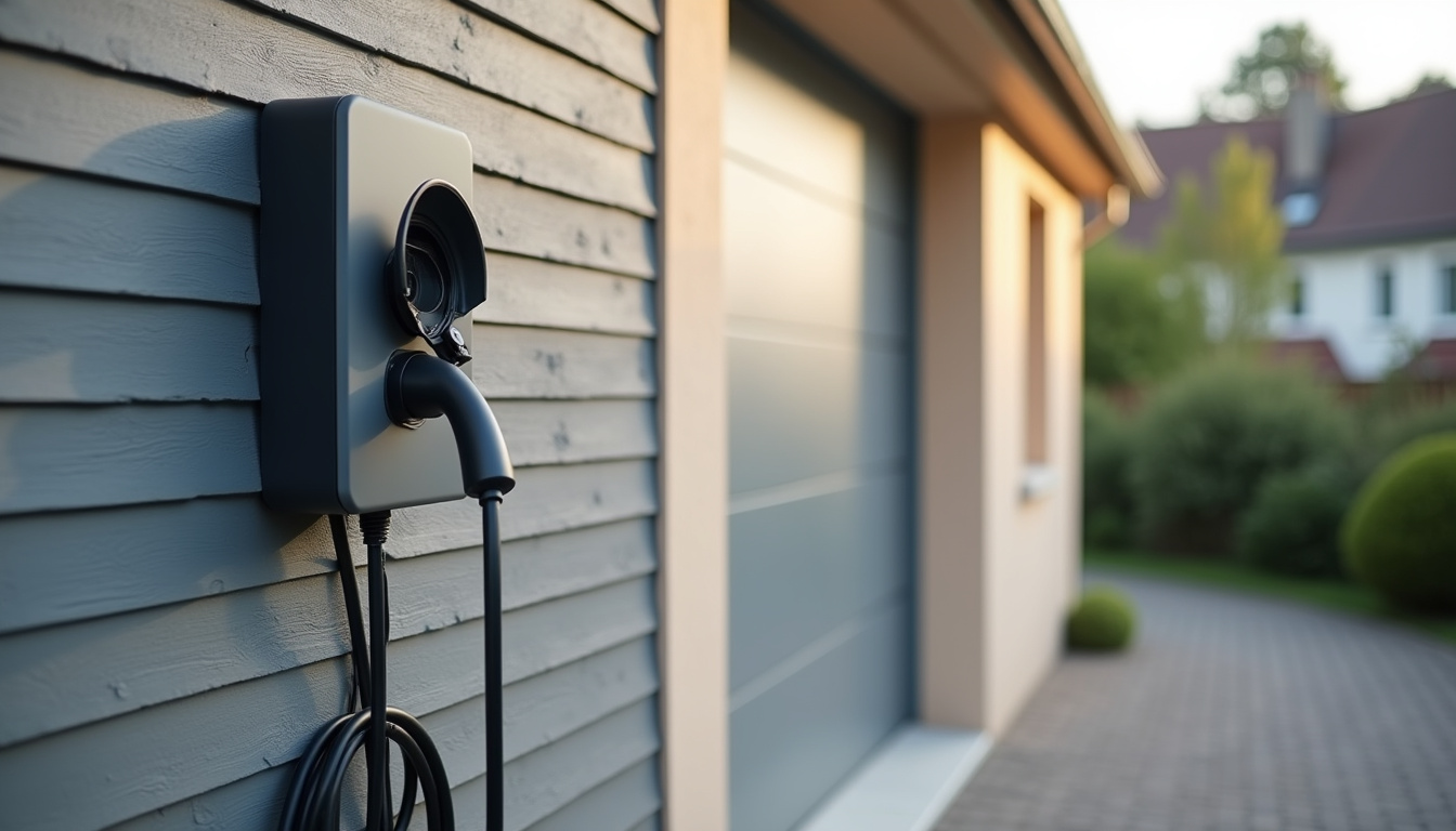 Installation d'une borne de recharge électrique à l'extérieur d'une maison à Saint-Étienne-au-Mont