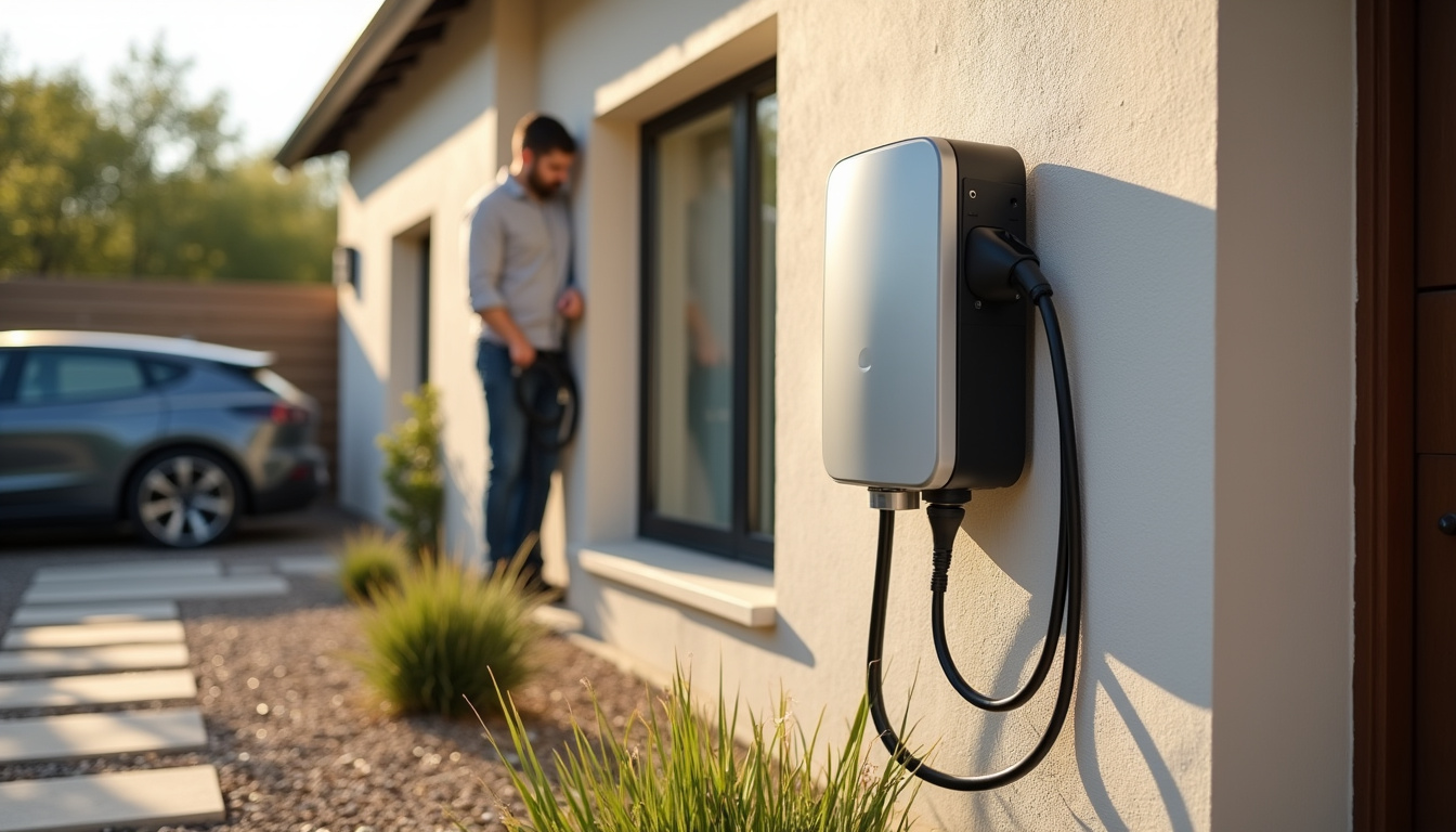 Installation d'une borne de recharge électrique à l'extérieur d'une maison à Saint-Paul-sur-Save