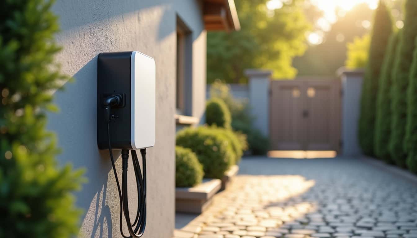 Installation d'une borne de recharge électrique à l'extérieur d'une maison à Saint-Riquier