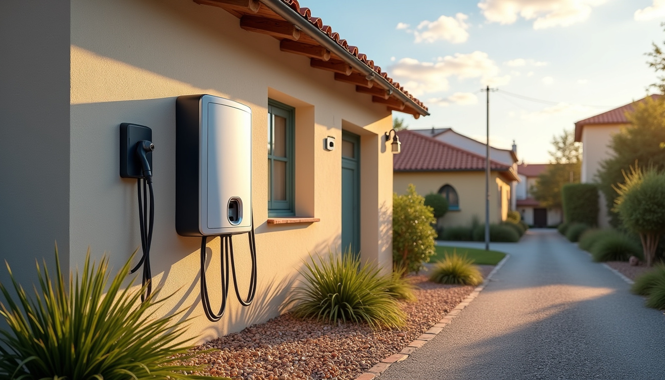 Installation d'une borne de recharge électrique à l'extérieur d'une maison à Soussans