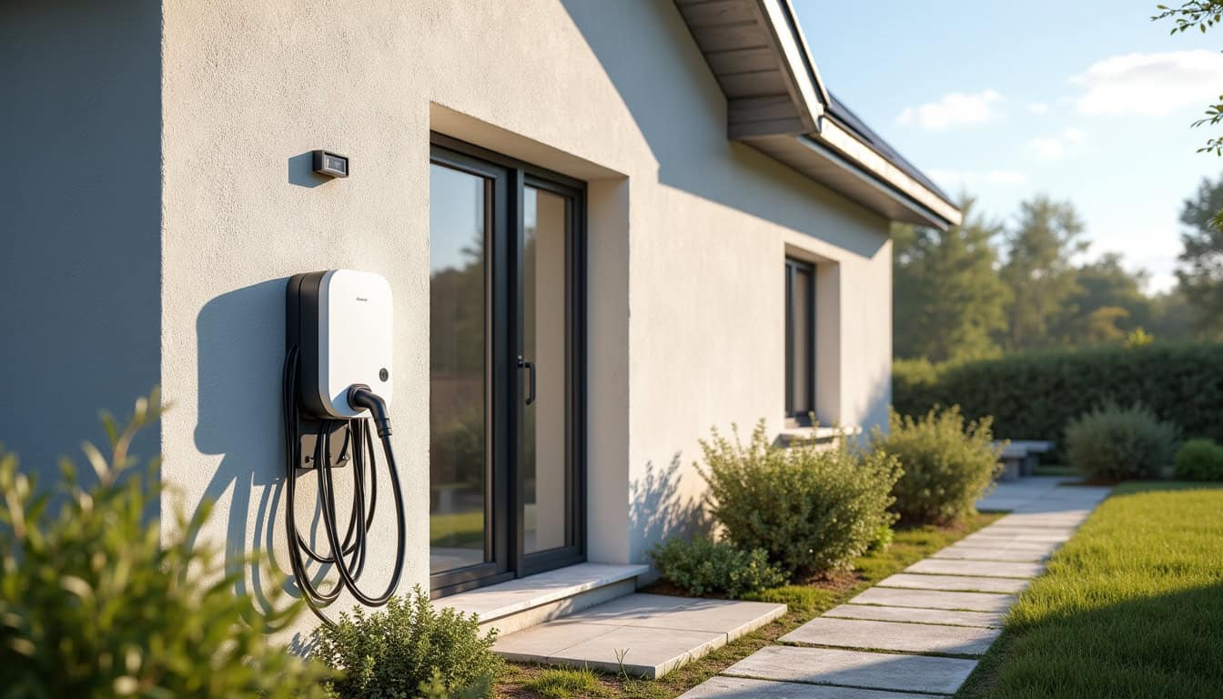 Installation d'une borne de recharge électrique à l'extérieur d'une maison à Trédrez-Locquémeau