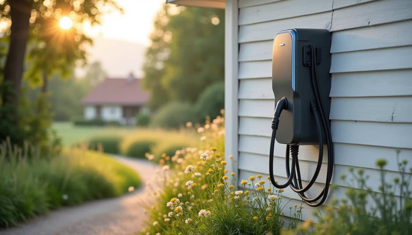 Installation d'une borne de recharge électrique à l'extérieur d'une maison individuelle à Sainte-Flaive-des-Loups