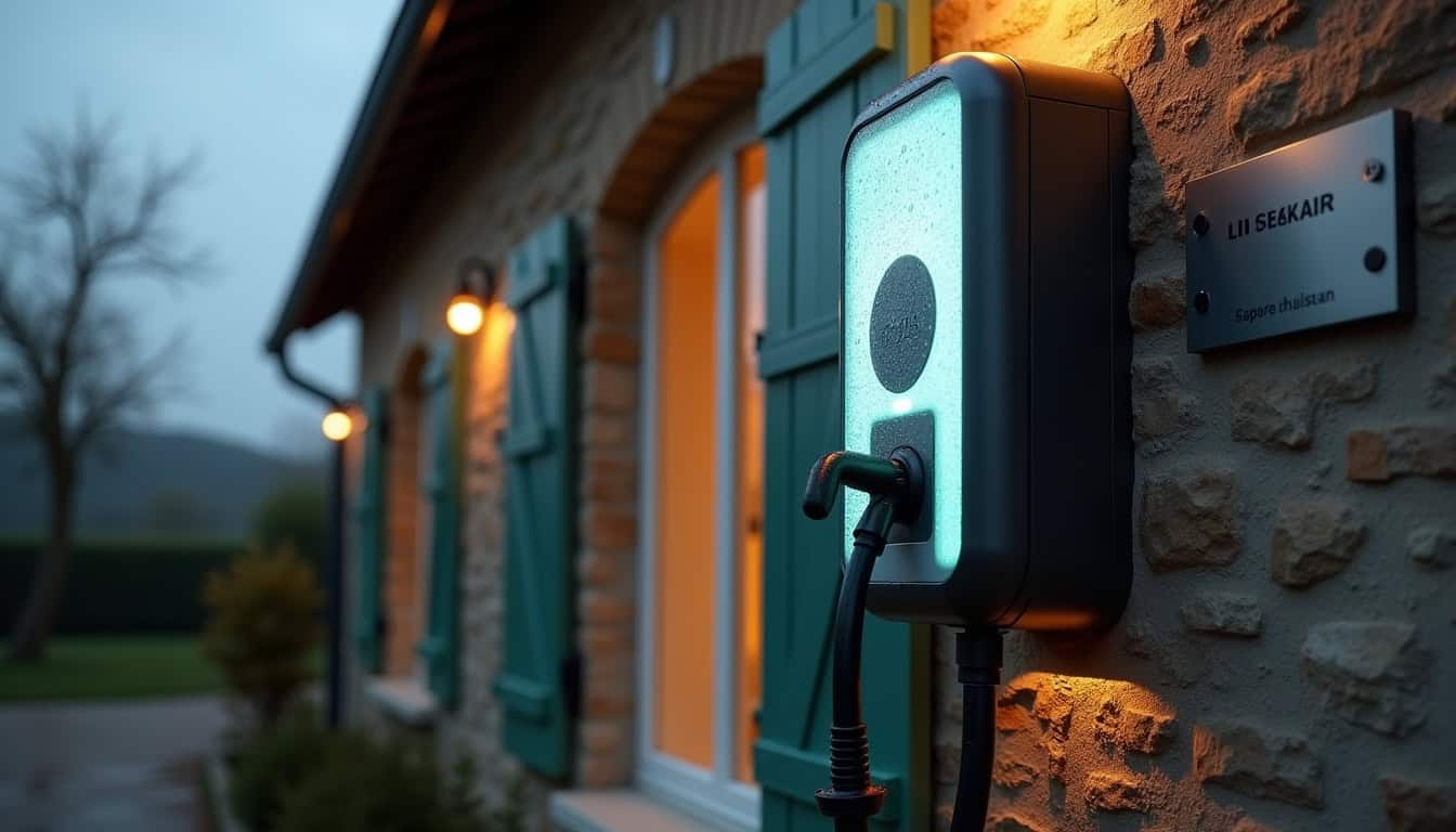Installation d’une borne de recharge électrique à l’extérieur d’une maison individuelle à Treigny-Perreuse-Sainte-Colombe