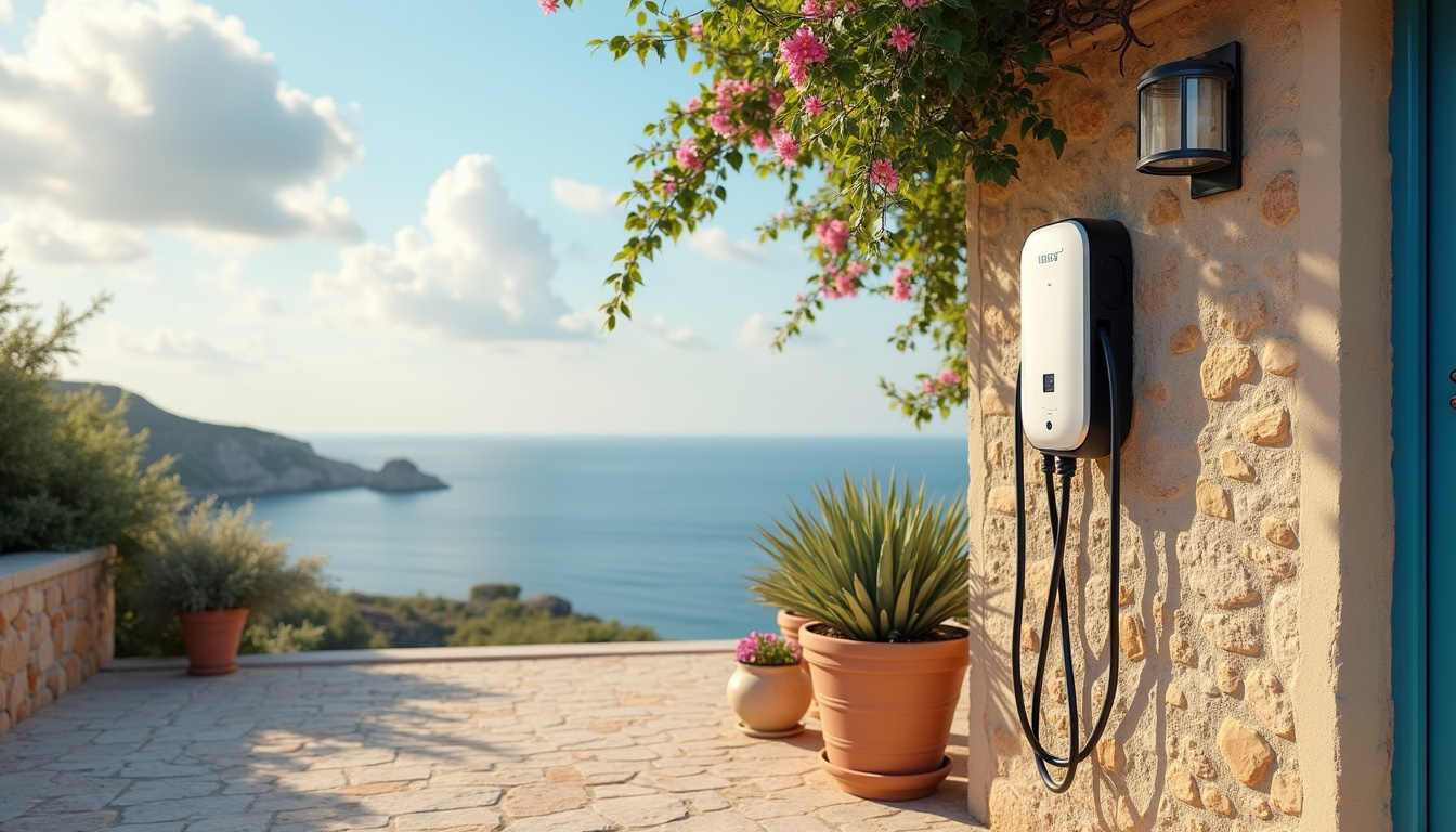 Installation d'une borne de recharge électrique à L'Île-Rousse sur un mur extérieur