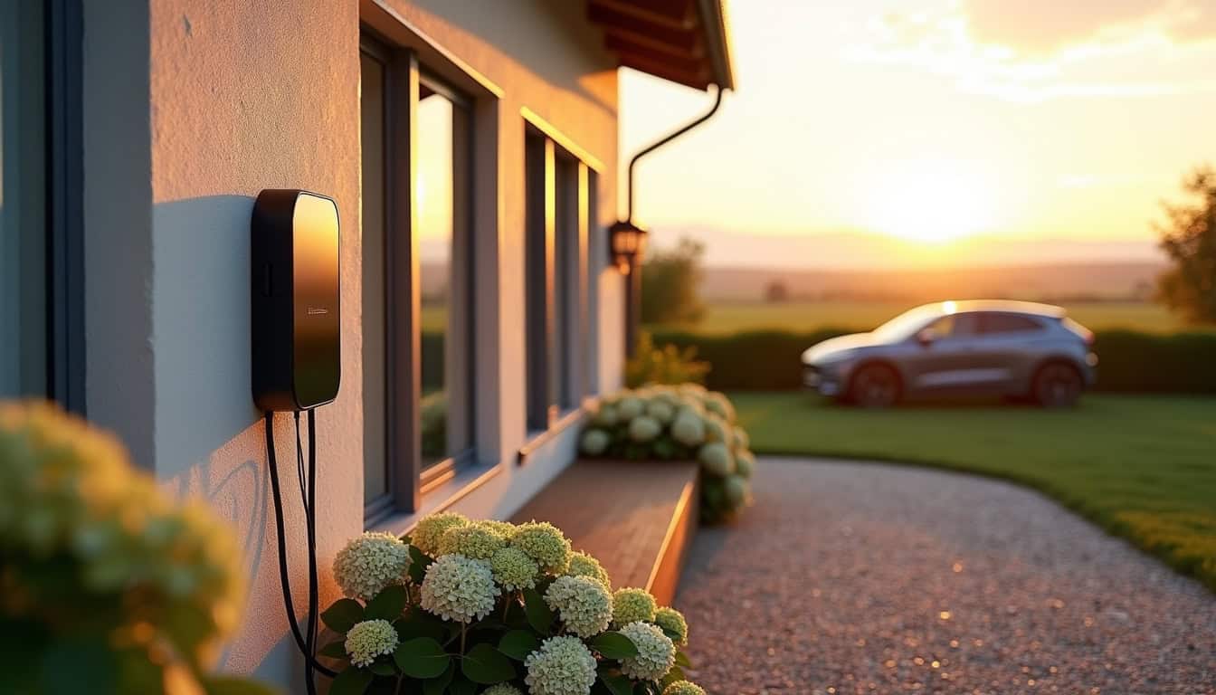 Installation d'une borne de recharge électrique à Montbard, vue d'une maison avec stationnement extérieur équipé d'une borne murale