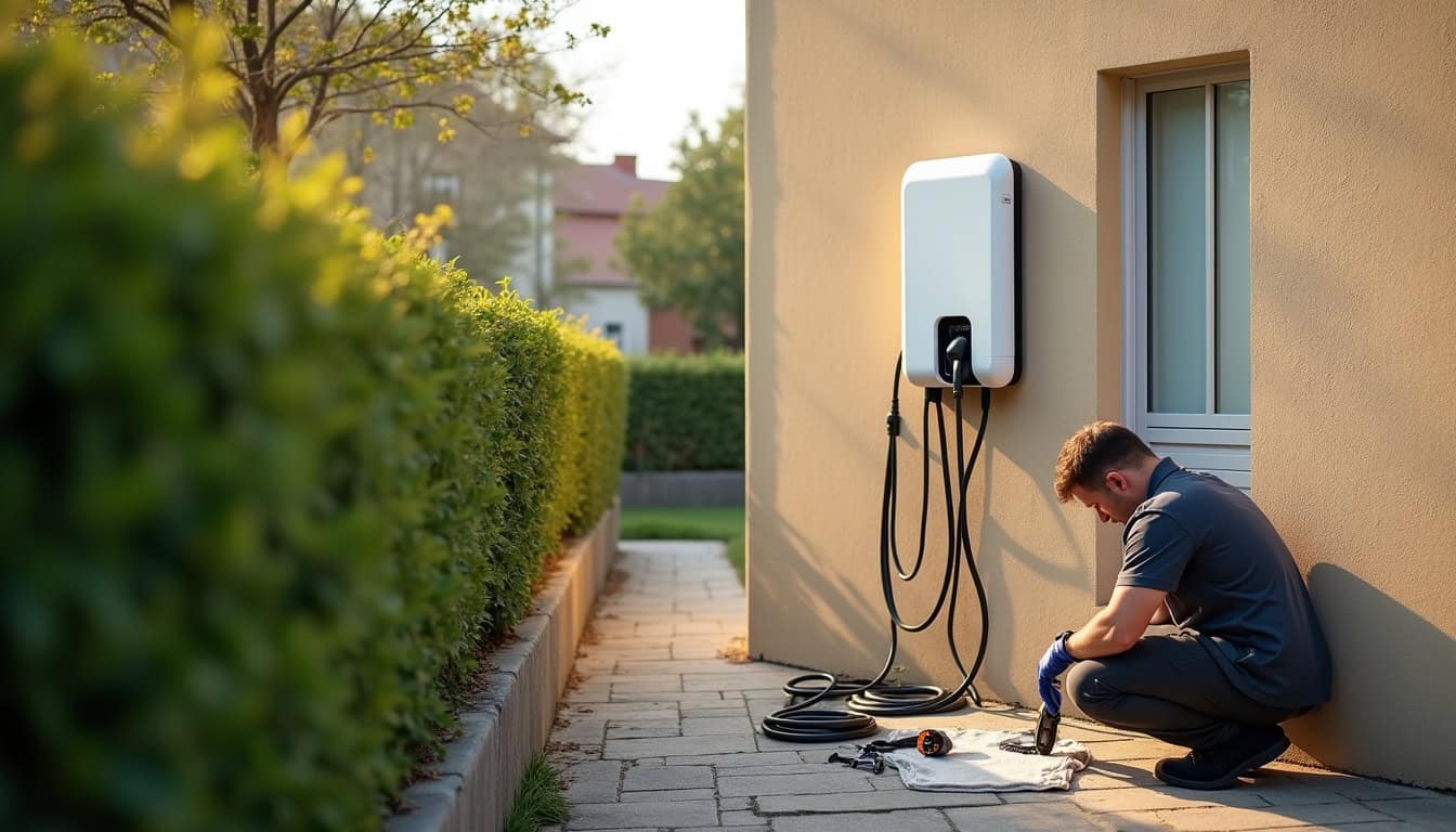 Installation d'une borne de recharge électrique à Orval sur un mur extérieur