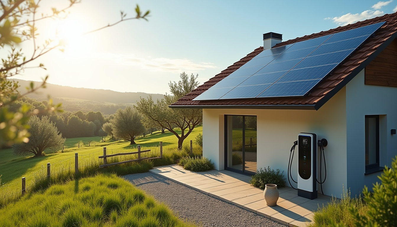 Installation d'une borne de recharge électrique connectée à des panneaux solaires photovoltaïques